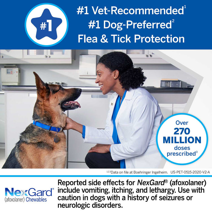 NexGard Flea and Tick Chewables for Dogs - Rx NexGard, Dog 24.1-60 lb, 6 Chew Tabs  