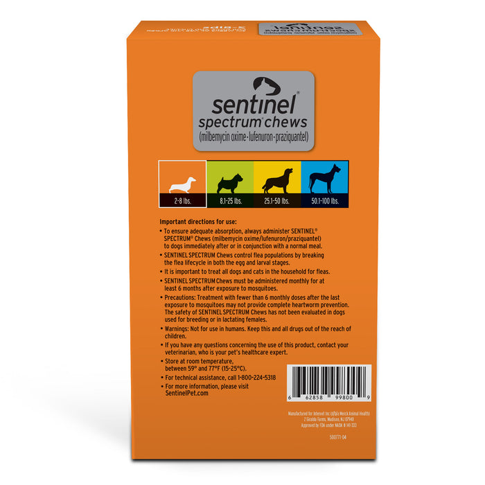 Sentinel Spectrum Chews for Dogs, 6 Chews - Sentinel Spectrum for 2-8 lb Dogs  