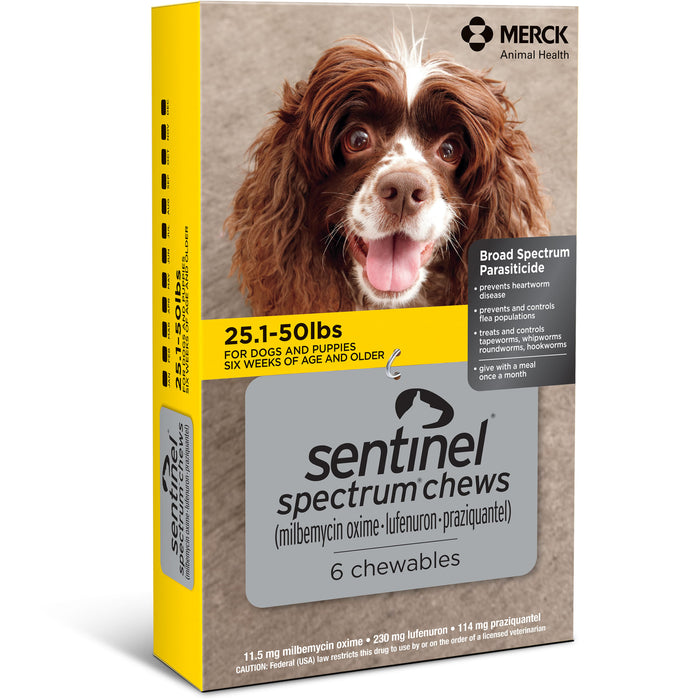 Sentinel Spectrum Chews for Dogs, 6 Chews - Sentinel Spectrum for 26-50 lb Dogs  