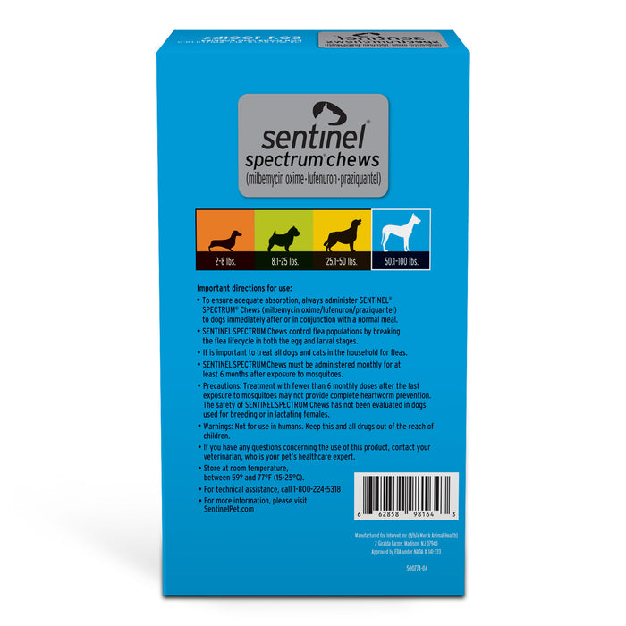 Sentinel Spectrum Chews for Dogs, 6 Chews - Sentinel Spectrum for 51-100 lb Dogs  