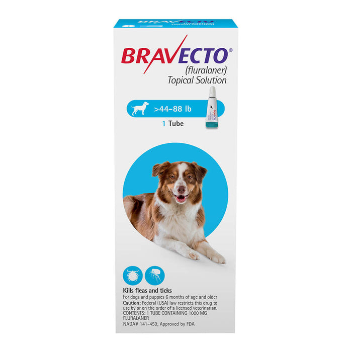 Bravecto Topical Dog - Rx Bravecto Topical Dog, 1000mg, 44-88 lb, 1 Tube  