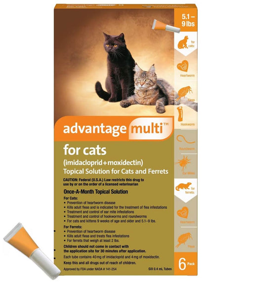 Rx Advantage Multi for Cats - Rx Advantage Multi for Cats, 5.1-9 lbs (Orange) x 6 month  