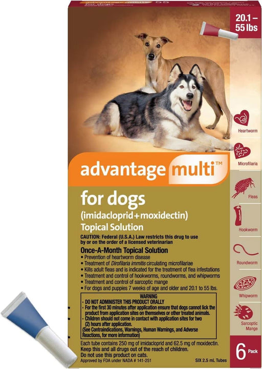 Rx Advantage Multi for Dogs - Rx Advantage Multi for Dogs, 20.1-55 lbs (Red) x 6 month  