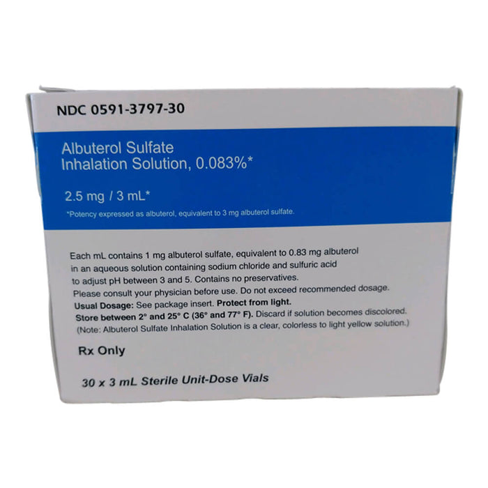 Rx Albuterol Inhalation Solution, 0.083%, 3ml x 30 ct -   