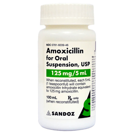 Rx Amoxicillin Oral Suspension - Rx Amoxicillin Oral Suspension, 125mg/5ml x 100ml  