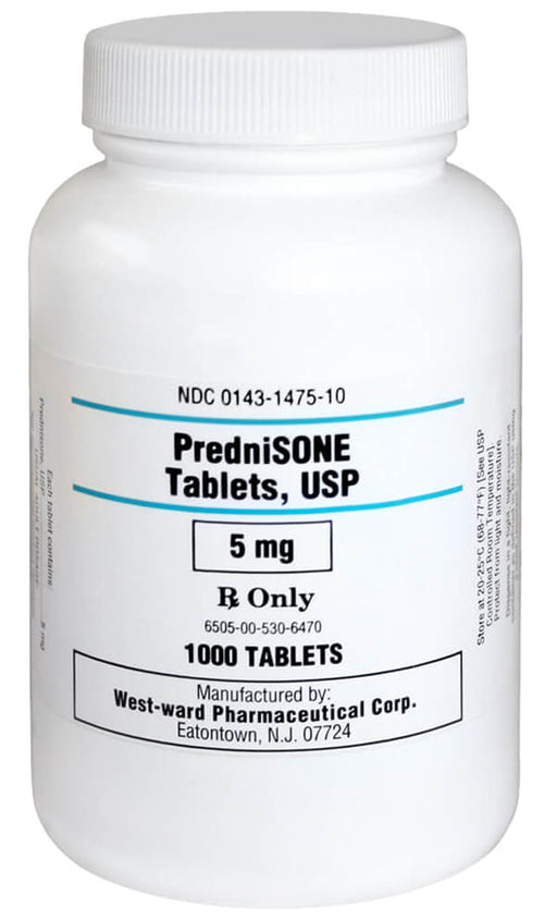 Prednisone Tablets for Dogs - Rx Prednisone, 5mg x 1000 Tablets  