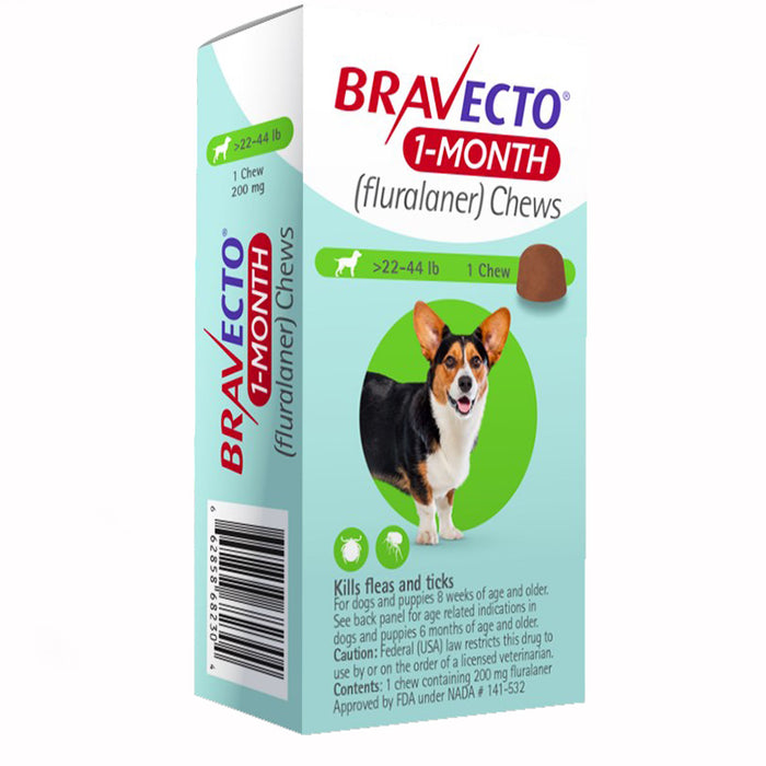 Bravecto Chews for Dogs, 1 Month - Rx Bravecto, 1 Month, 22-44 lb x 1 Chew  