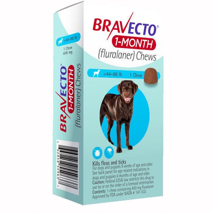 Bravecto Chews for Dogs, 1 Month - Rx Bravecto, 1 Month, 44-88 lb x 1 Chew  