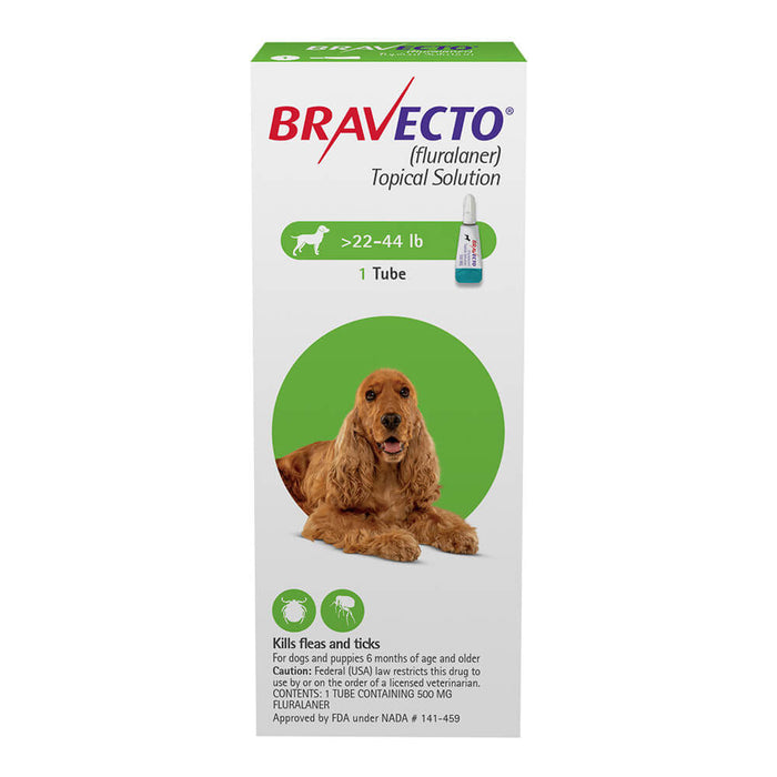 Bravecto Topical Dog - Rx Bravecto Topical Dog, 500mg, 22-44 lb x 1 Tube  