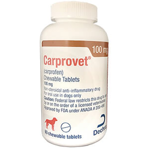 Rx Carprovet (Carprofen) Pain Relief for Dogs - Rx Carprovet (Carprofen), 100mg x 60 Chewable Tablets  