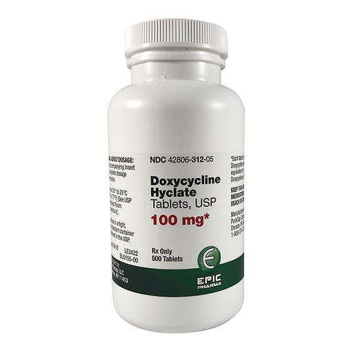 Rx Doxycycline Hyclate Tablets - Rx Doxycycline 100 mg x 500 tablets  