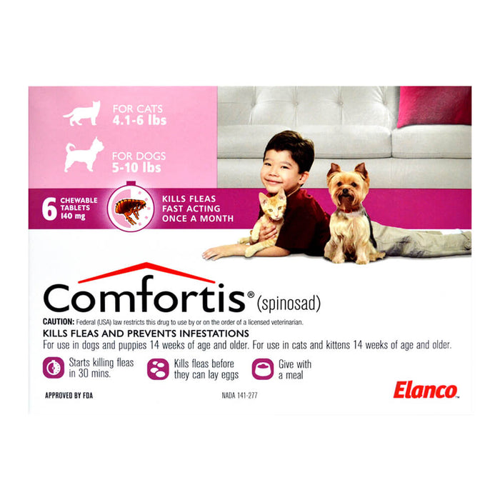 Rx Comfortis Tablets - Rx Comfortis, 5-10 lb Dogs/4.1-6 lb Cats x 6 Tablets  