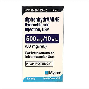 Rx Diphenhyrdramine Injectable, 50mg/ml x 10ml -   