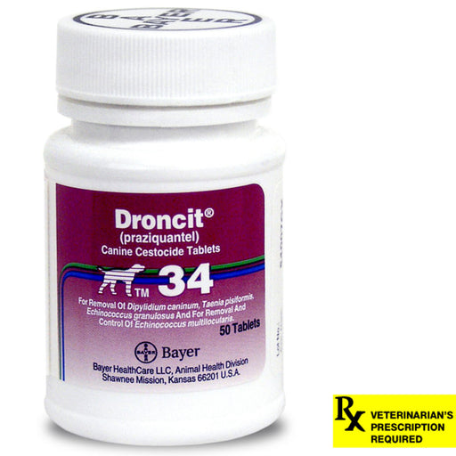 Rx Droncit for Dogs, 34 mg Tablets - Rx Droncit for Dogs, 34 mg x 50 Tablets  