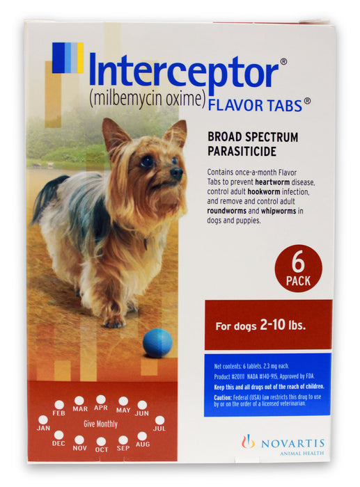 Interceptor Tablets for Dogs & Cats - Rx Interceptor, Dog 2-10 lb, 6 Tablets  