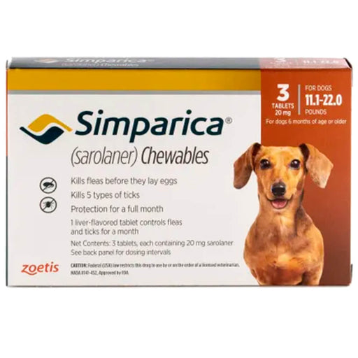 Simparica Chewable Tablets - 11.1 - 22 lb 3 Chewable Tablets 