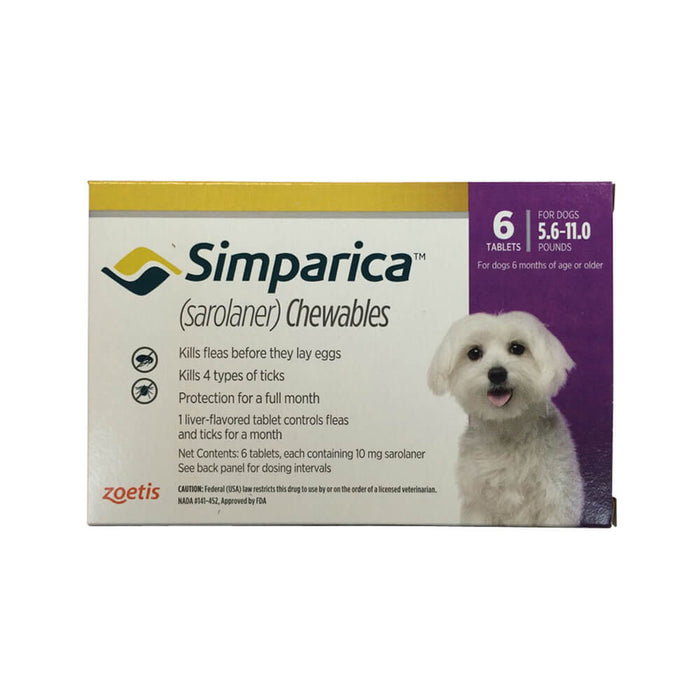 Simparica Chewable Tablets - 5.6 - 11 lb 6 Chewable Tablets 