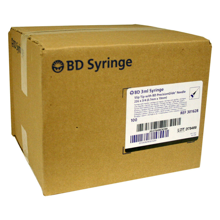 Rx BD Syringe w/Needle, 3cc LS with 22g x 3/4, 100 ct -   