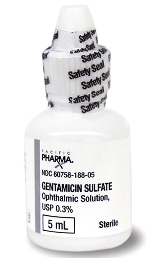 Rx Gentamicin 0.3% solution x 5ml bottle -   