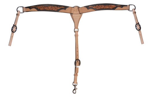 Black Floral Roughout Breast Collar - Horse  