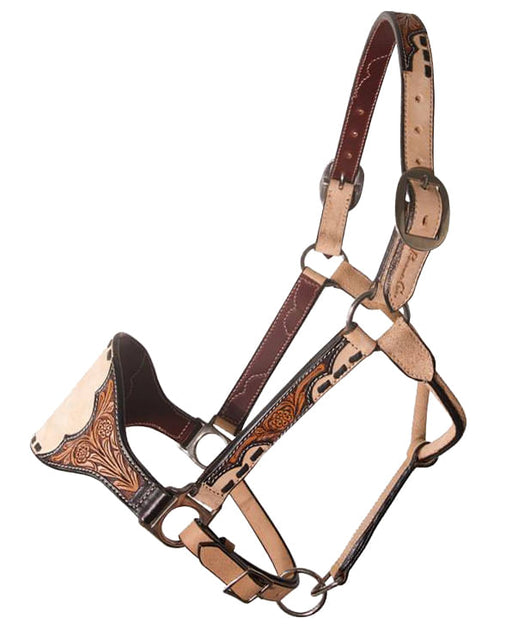 Black Floral Roughout Bronc Nose Halter - Horse  