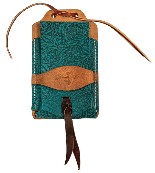 Leather Cell Phone Case - Aqua Floral  