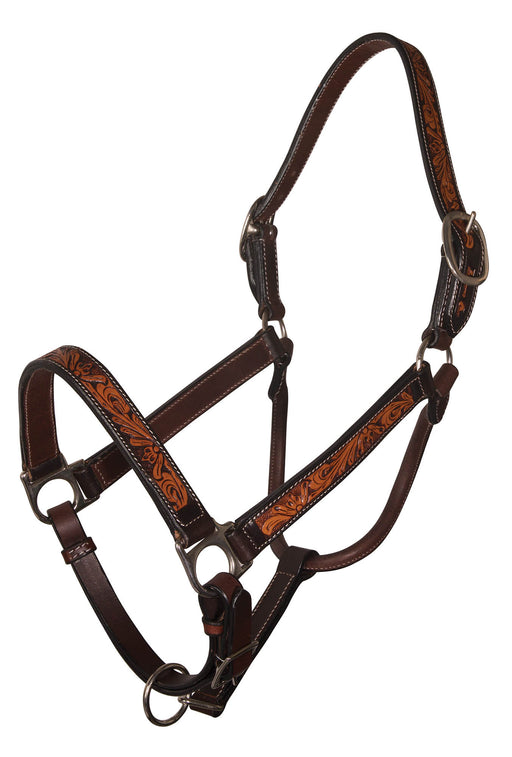 Two-Tone Floral Leather Halter for Horses - Horse  