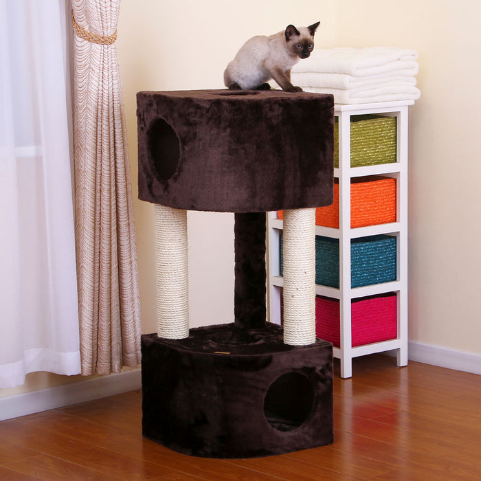 Fleece Cat Condo with Sisal Posts, Sm -   