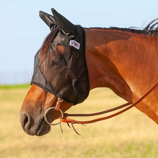 Cashel Quiet Ride Fly Mask with Ears, Black, Yearling - Black Yearling 