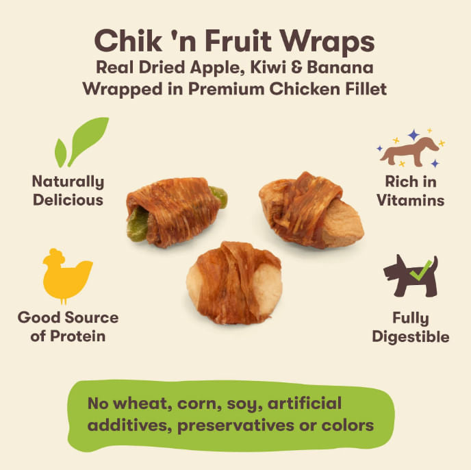 Pet n Shape Chik 'n Fruit Wraps, 16 oz -   