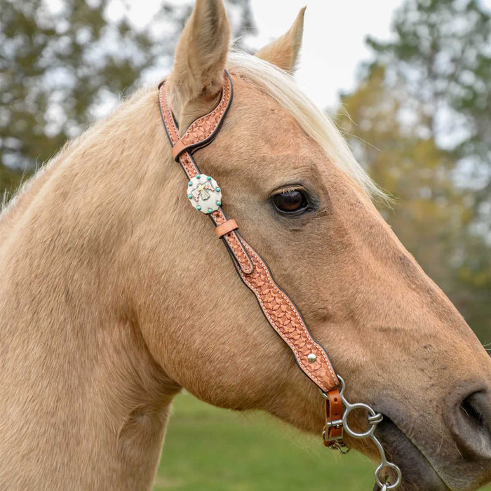 Circle Y Windsor One Ear Headstall, Full - Light Brown Full 