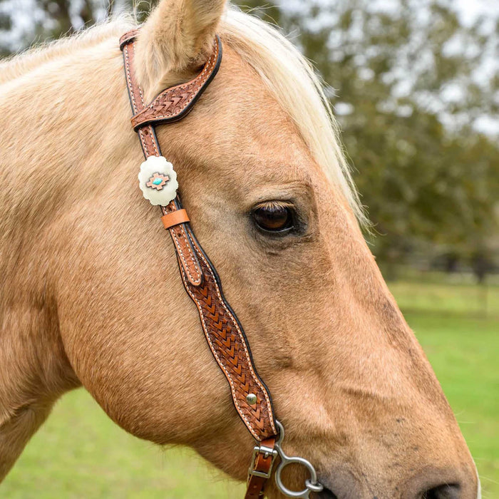 Circle Y Dawson One Ear Headstall, Full - Old West Brown Full 