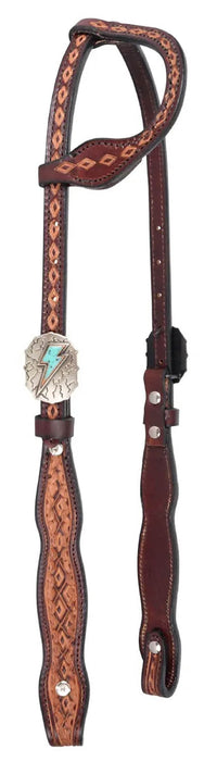 Circle Y Montana One Ear Headstall, Full - Vintage Brown Full 