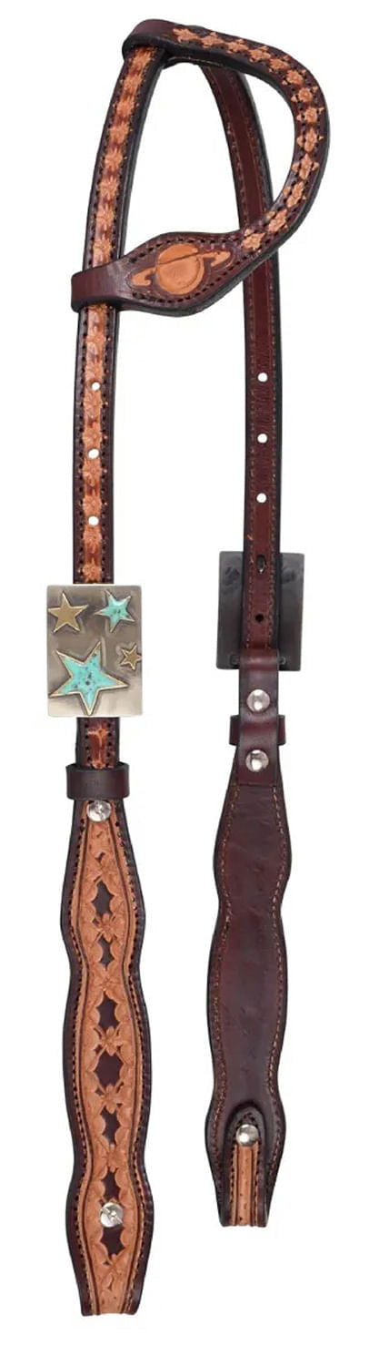 Circle Y Saturn Rising One Ear Headstall, Full - Vintage Brown Full 