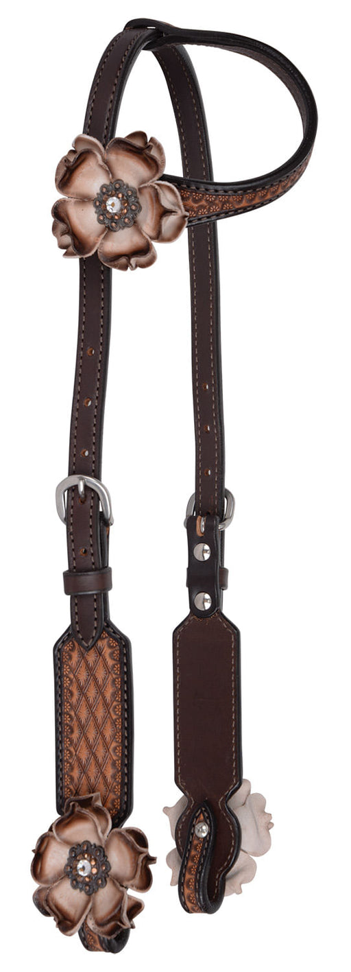 Circle Y Dusty Rose Vintage One Ear Headstall, Full - Vintage Brown Full 