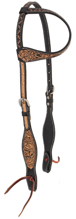 Circle Y Blooming Wild One Ear Headstall, Full - Vintage Brown Full 