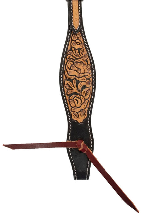 Circle Y Blooming Wild One Ear Headstall, Full - Vintage Brown Full 