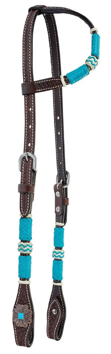 Circle Y Turquoise Round Up One Ear Headstall, Full - Regular Oil Brown Full 