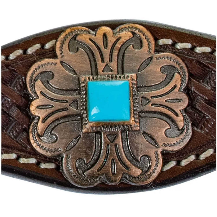 Circle Y Turquoise Round Up One Ear Headstall, Full - Regular Oil Brown Full 