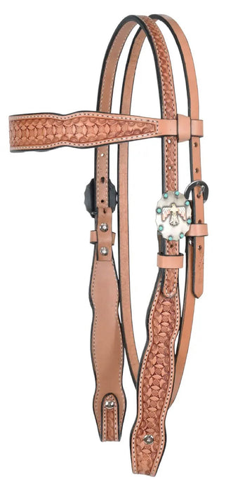 Circle Y Windsor Browband Headstall, Full - Light Brown Full 