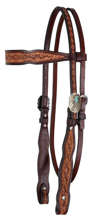 Circle Y Montana Browband Headstall, Full - Vintage Brown Full 