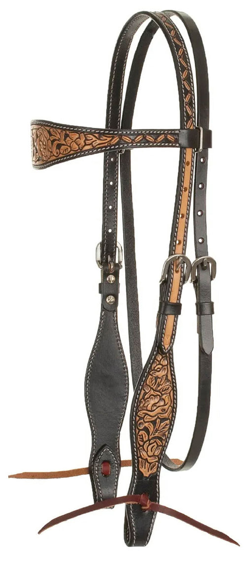 Circle Y Blooming Wild Browband Headstall, Full - Vintage Brown Full 