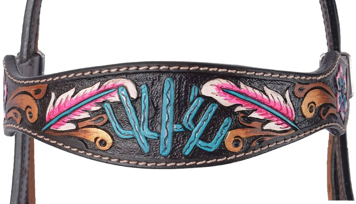 Circle Y Desert Flower Browband Headstall, Full - Chocolate Brown Full 