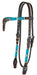 Circle Y Turquoise Round Up Browband Headstall, Full - Regular Oil Brown Full 