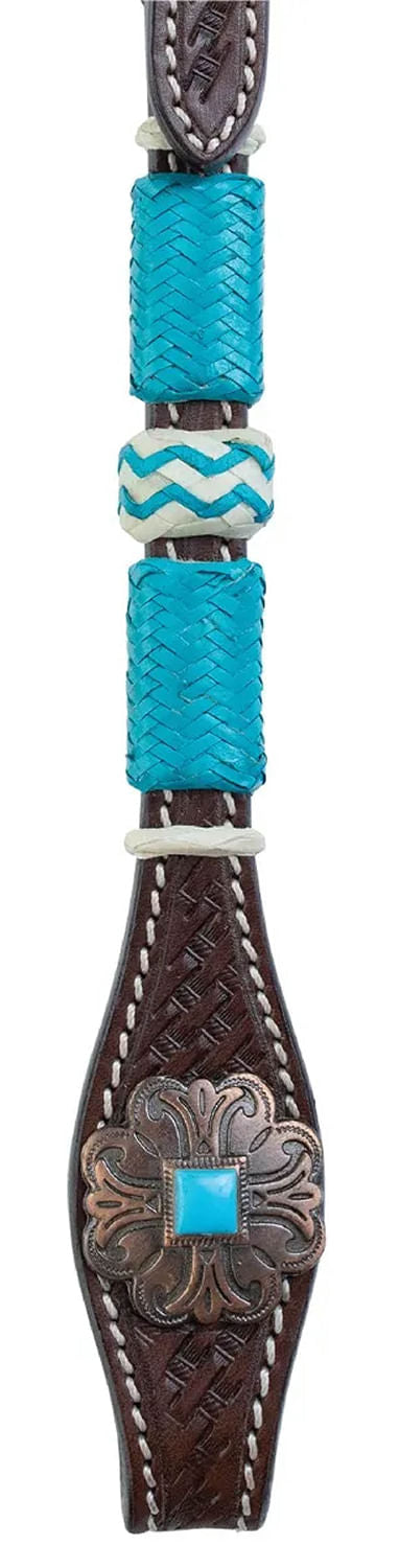 Circle Y Turquoise Round Up Browband Headstall, Full - Regular Oil Brown Full 