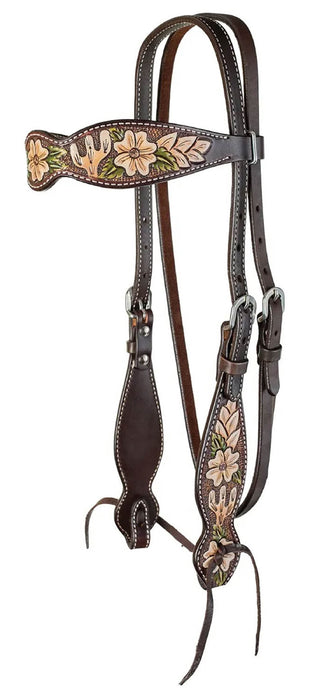 Circle Y Dogwood Desert Browband Headstall, Full - Vintage Brown Full 