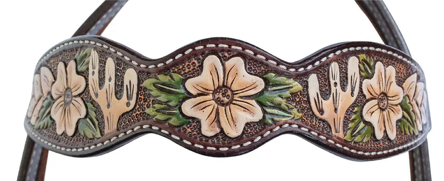 Circle Y Dogwood Desert Browband Headstall, Full - Vintage Brown Full 