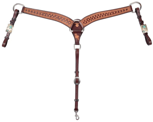 Circle Y Saturn Rising Horse Breast Collar, Full - Vintage Brown Full 