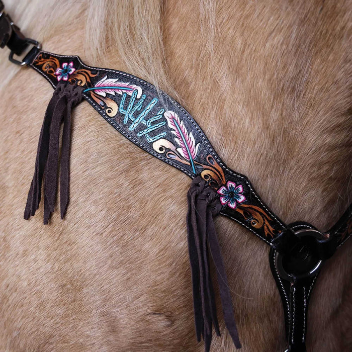 Circle Y Desert Flower Breast Collar, Full - Chocolate Brown Full 