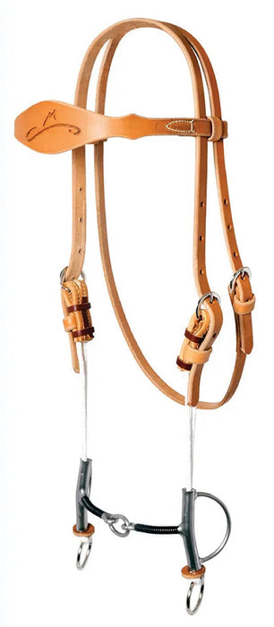 Reinsman Sharon Camarillo Draw Gag Bridle, Full - Harness Brown Full 